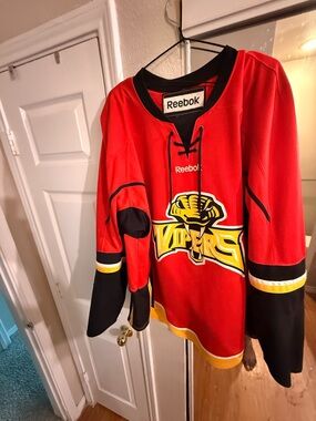 Reebok Red Vipers Hockey Jersey with Black and Yellow Accents
